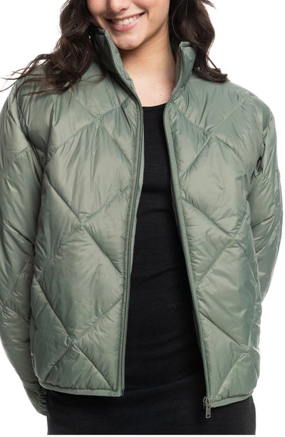 Roxy Wind Swept Quilted Zip-up Jacket In Agave Green