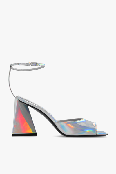 Attico Piper 85mm Holographic Sandals In Silver