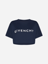 Givenchy Logo Cropped Cotton Jersey T-shirt In Blu