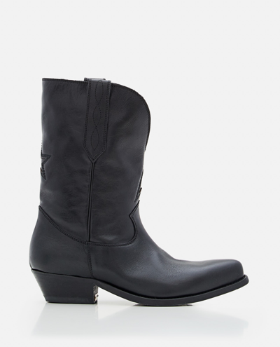 Golden Goose Wish Star Leather Boots In Black