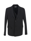 Off-white Strap Relax Black Virgin Wool Jacket In Black