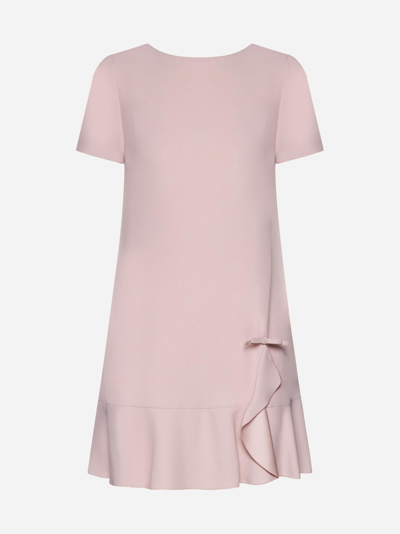 Red Valentino Ruffle And Bow Mini Dress In New Rose
