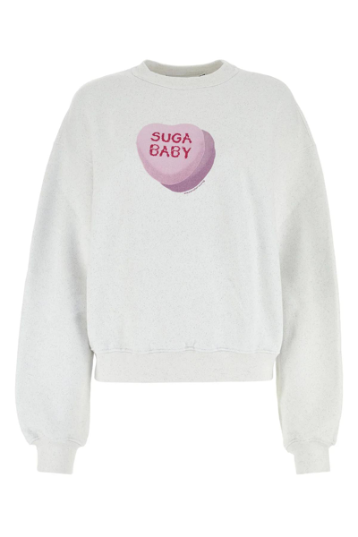 Alexander Wang Graphic-print Glitter Cotton Sweatshirt In White