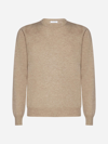 Malo Ribbed Crewneck Sweater With Long Sleeves In Beige