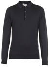 John Smedley Belper Buttoned Knitted Polo Shirt In Navy