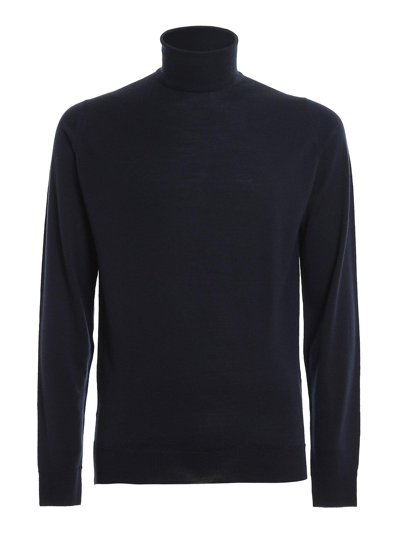 John Smedley Cherwell Roll Neck Jumper In Navy