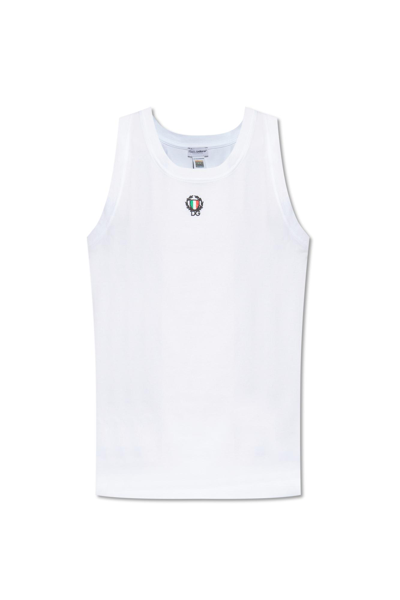 Dolce & Gabbana Sleeveless T-shirt In Bianco