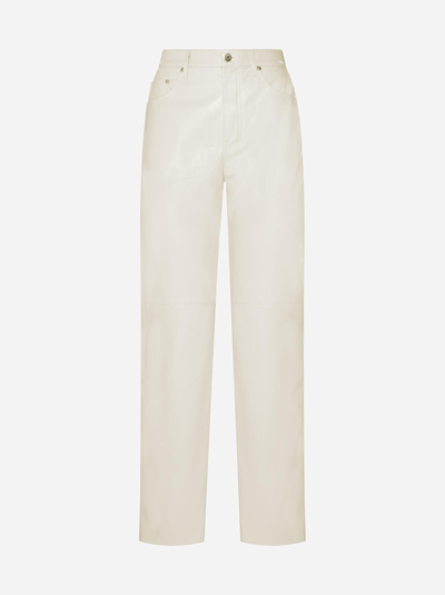 Nanushka Beige Vinni Vegan Leather Trousers In Creme