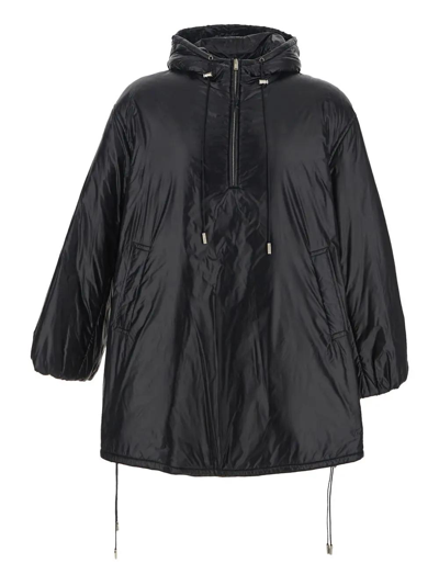 Saint Laurent Cassandre Padded Hooded Jacket In Black