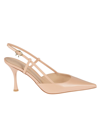 Gianvito Rossi Leather Point-toe Slingback Pumps In Peach