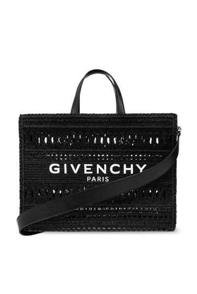 Givenchy Medium G Tote Lace Macrame Shopping Bag In Black