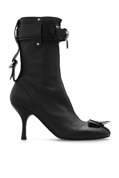 Jw Anderson Padlock Heeled Ankle Boots In Black
