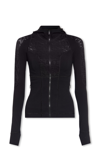 Versace Tech Hoodie Top With Logo Motif In Nero
