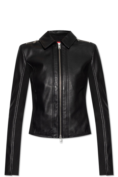Diesel L-sask Leather Jacket In Black