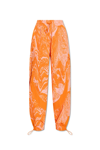 Adidas By Stella Mccartney Wood-print Track Pants In Light Flash Red/unity Orange