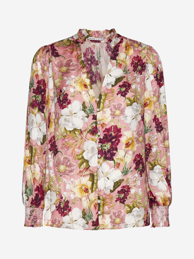 ALICE AND OLIVIA REILLY FLORAL PRINT VISCOSE BLOUSE