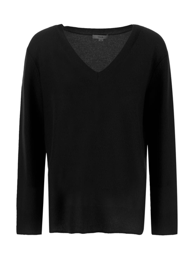 Vince Weekend V-neck Cashmere Pullover Sweater In Blk Black