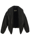 Saint Laurent Cassandre Puffer Jacket In Lambskin In Nero
