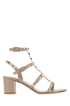 VALENTINO GARAVANI ANTIQUED PINK LEATHER ROCKSTUD SANDALS