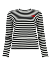 Comme Des Garçons Play Comme Des Garcons Play Black And White Striped Heart Patch T-shirt