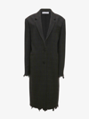 Jw Anderson Check-print Distressed-effect Coat In Black