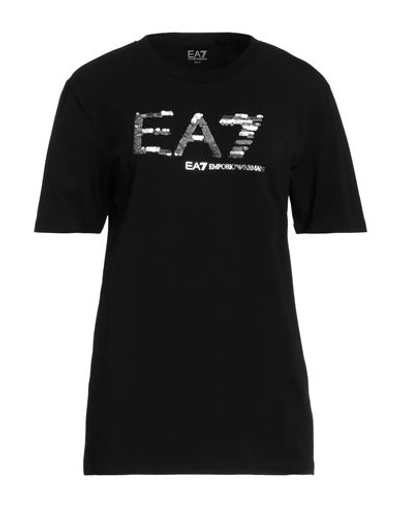 Ea7 Official Store Plus Size Shiny T-shirt In Black