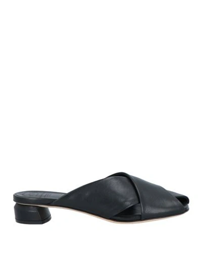 Officine Creative Italia Woman Sandals Black Size 6 Soft Leather