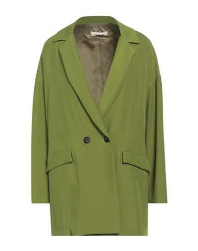 Déjà Vu Woman Blazer Green Size 2 Polyester, Elastane