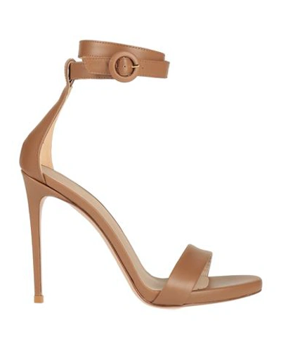 Le Silla Woman Sandals Khaki Size 8 Soft Leather In Beige
