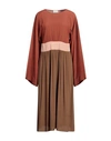 Semicouture Woman Midi Dress Brown Size 6 Acetate, Silk In Brown