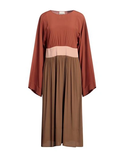 Semicouture Woman Midi Dress Brown Size 8 Acetate, Silk