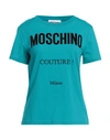 Moschino Woman T-shirt Azure Size 6 Organic Cotton In Blue