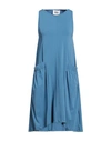 Alpha Studio Woman Short Dress Pastel Blue Size 6 Cotton, Elastane