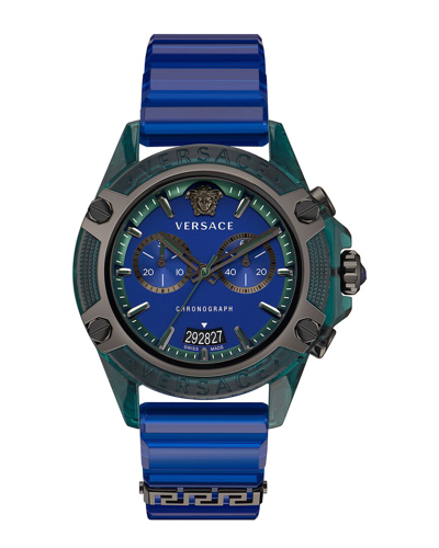 Versace Icon Active Chronograph Watch In Black / Blue / Green