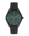 Versace V-vertical Gunmetal Watch With Green Sunray Dial