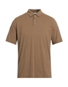 Alpha Studio Man Polo Shirt Khaki Size 42 Cotton, Elastane In Beige