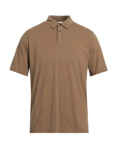 Alpha Studio Man Polo Shirt Khaki Size 42 Cotton, Elastane In Beige