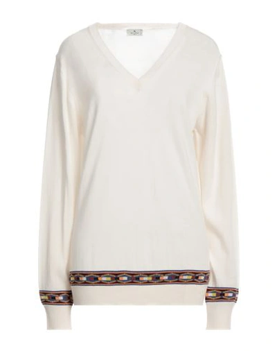 Etro Woman Sweater Cream Size 12 Virgin Wool, Cotton, Viscose, Cashmere, Polyester In White
