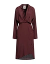 Semicouture Woman Midi Dress Chocolate Brown Size 8 Acetate, Silk