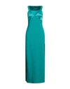 Carla G. Woman Maxi Dress Turquoise Size 8 Acetate, Viscose, Elastane In Blue