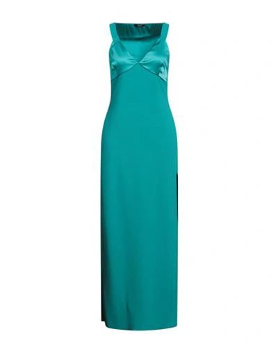 Carla G. Woman Maxi Dress Turquoise Size 8 Acetate, Viscose, Elastane In Blue