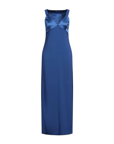 Carla G. Woman Maxi Dress Blue Size 10 Acetate, Viscose, Elastane