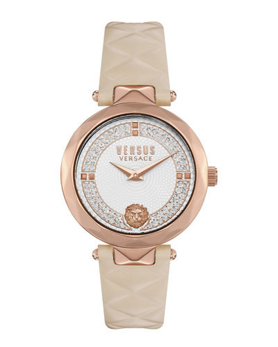 Versus Women's Covent Garden 36mm Stainless Steel, Crystal & Leather Strap Watch In Rose