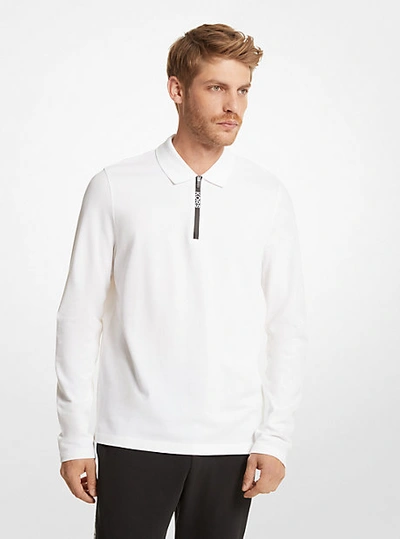 Michael Kors Cotton Half-zip Polo Sweater In White
