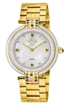 Gv2 Matera Swiss Quartz White Mother Of Pearl Dial Diamond Bracelet Watch, 35mm In Gold