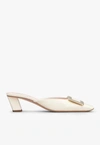 Roger Vivier Belle Vivier Patent-leather Mules In Off-white