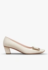 Roger Vivier Belle Vivier 45 Mother-of-pearl Buckle Pumps In Leather In Off-white