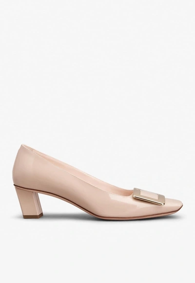 Roger Vivier Belle Vivier 45 Metal Buckle Pumps In Patent Leather In Pink