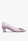 Roger Vivier Trompette Metal Buckle Pumps In Patent Leather In Violet