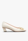 Roger Vivier Belle Vivier 45 Mother-of-pearl Buckle Pumps In Leather In Off-white